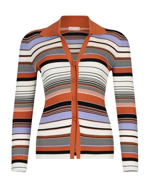 Liu Jo Red Knit Polo Cardiganwith Stripes