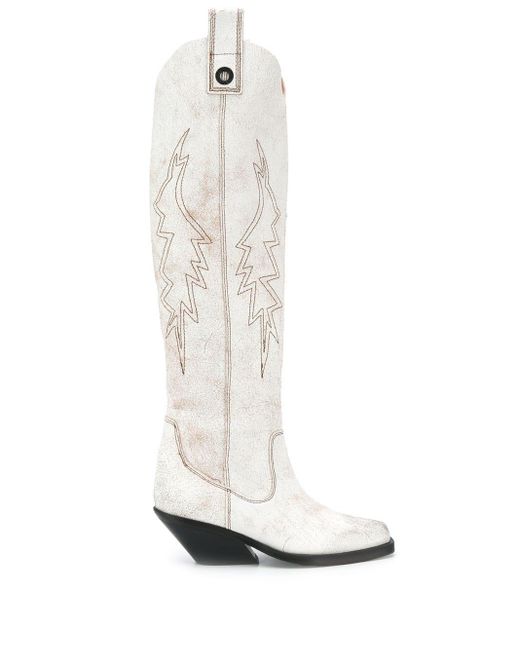 DIESEL White Over The Knee Western Boots