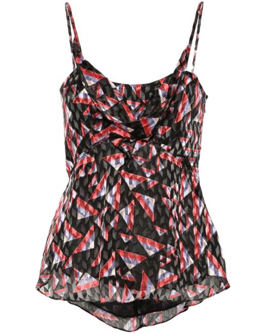 Isabel Marant Red Kalisia Geometric-Print Tank Top