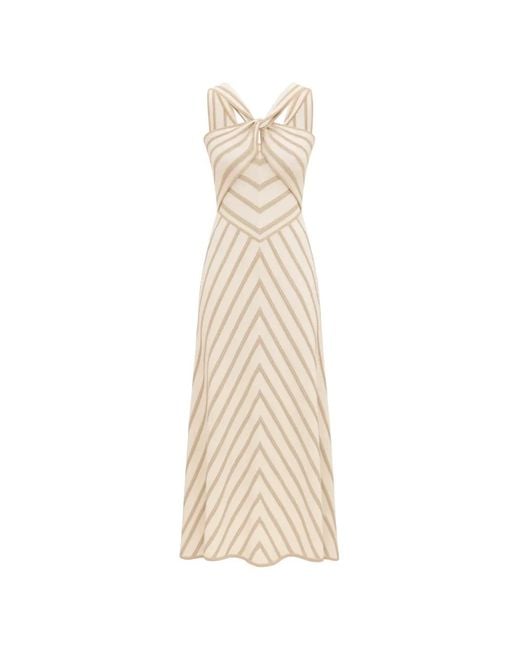 Zimmermann White Striped Knotted Midi Dress