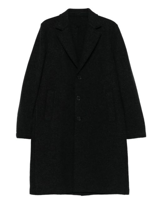 Harris Wharf London Black Single-Breasted Wool Coat for men