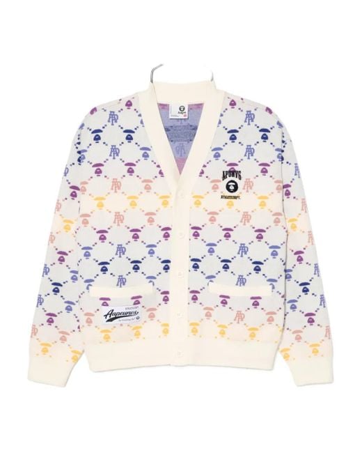 Aape By A Bathing Ape White Logo-Print Cardigan for men