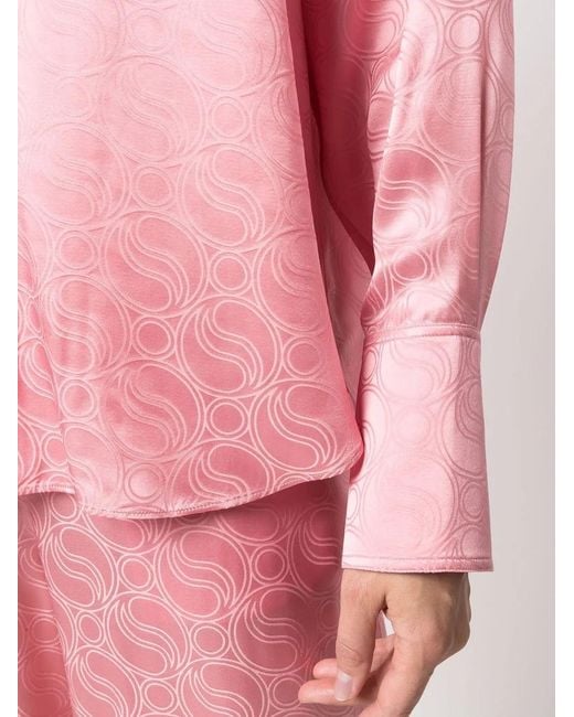 Stella McCartney Pink Geometric-Pattern Long-Sleeved Blouse