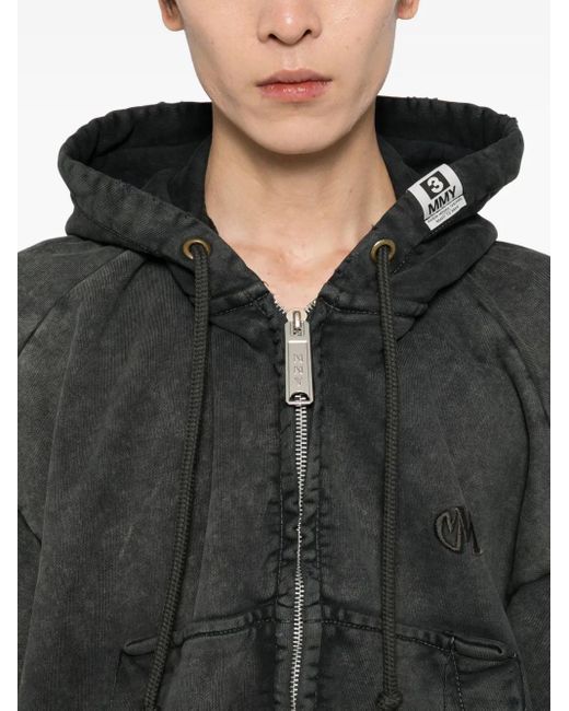 Maison Mihara Yasuhiro Black Logo-Embroidered Hoodie for men
