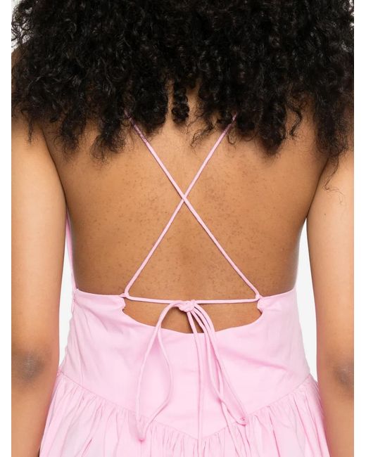 Adriana Degreas Pink V-Neck Straps Maxi Dress