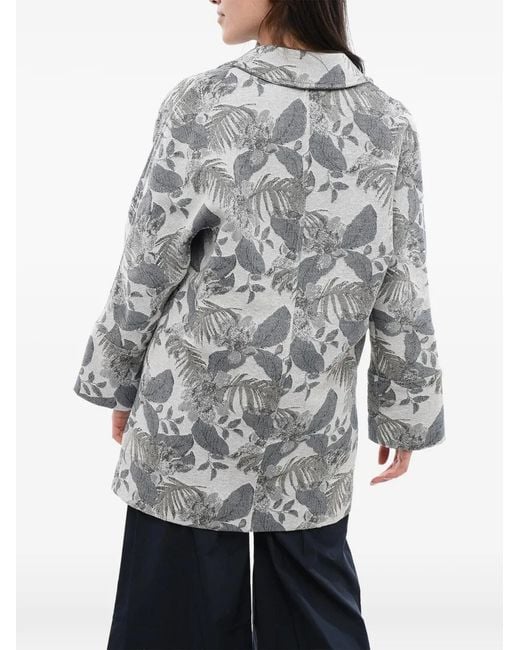 Woolrich Gray Floral-Print Jacquard Coat