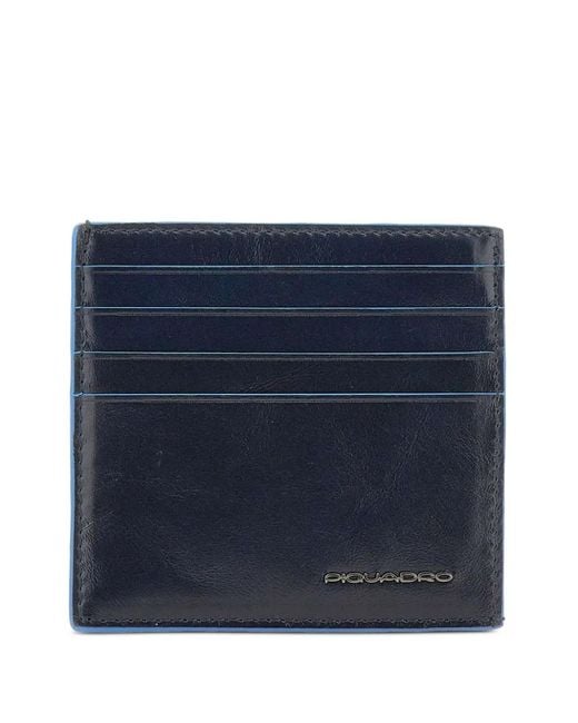 Piquadro Blue Embossed-Logo Leather Cardholder for men