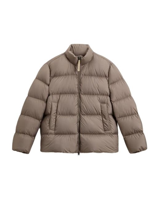 メンズ Woolrich ハイネック キルティングジャケット Brown