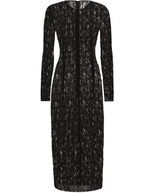 Abito Midi A Fiori di Dolce & Gabbana in Black