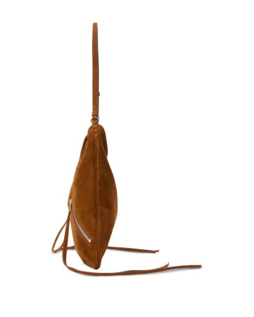 Palm Angels Brown Maxi Zip-Up Suede Shoulder Bag