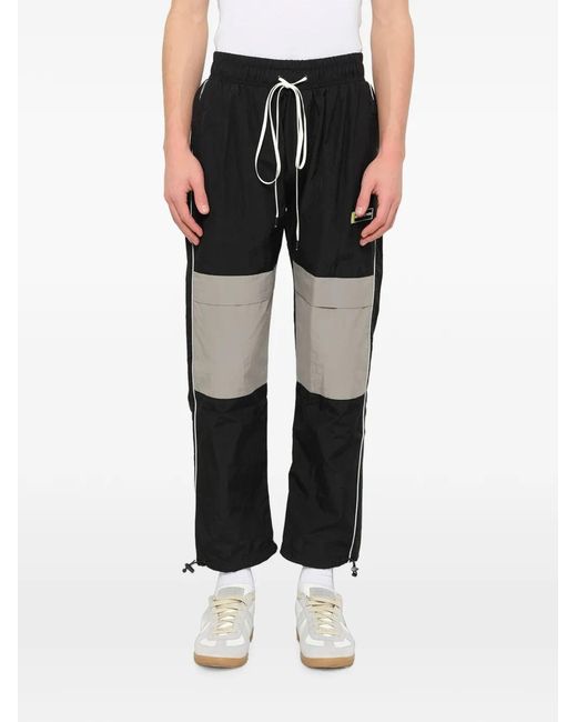 Daniel Patrick Black Colour-Block Parachute Track Pants for men