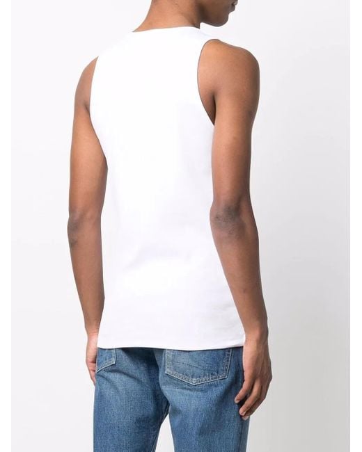 DIESEL White Logo Patch Tank Top for men