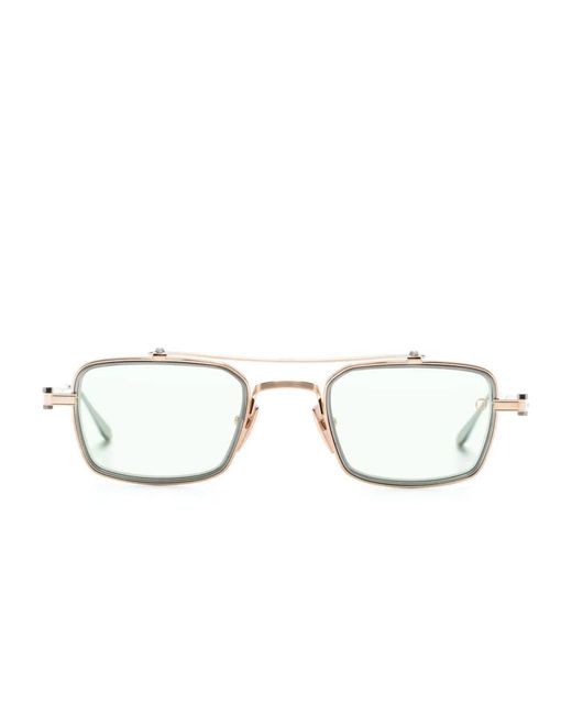 Akoni Metallic Cassino Rectangular-Frame Sunglasses for men