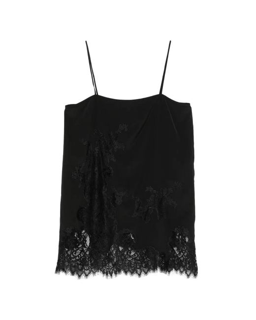 Semicouture Black Lace-Trim Top