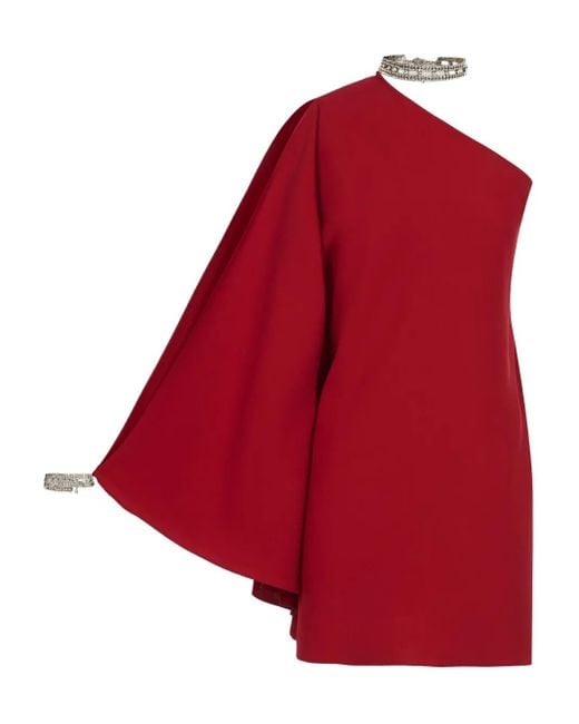 Taller Marmo Red Bolkan Crystal One-Shoulder Mini Dress
