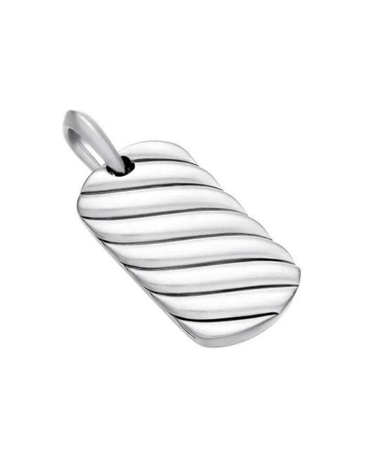 David Yurman White Sterling Sculpted Cable Tag (27Mm) for men