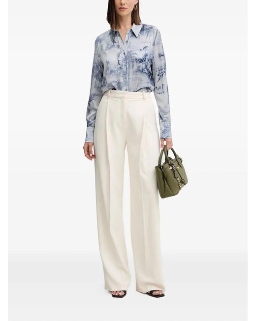 Guess Blue Buttoned Printed Top