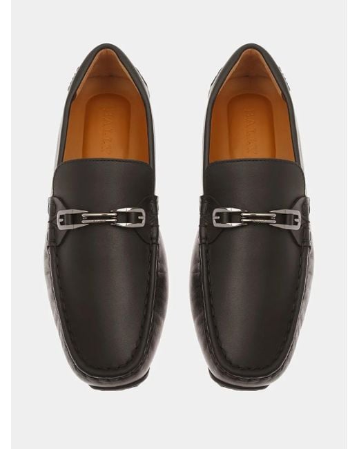 Bally Black Logo-Print Loafers for men