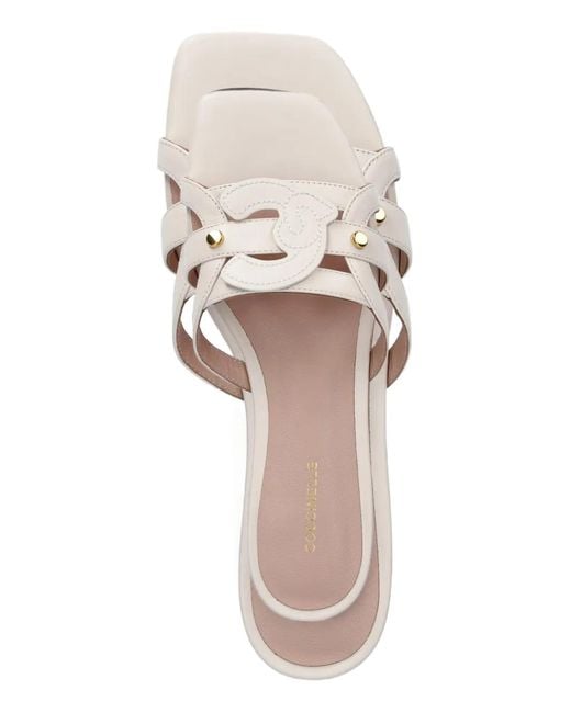 Coccinelle White C-Me Logo-Appliqué Sandals