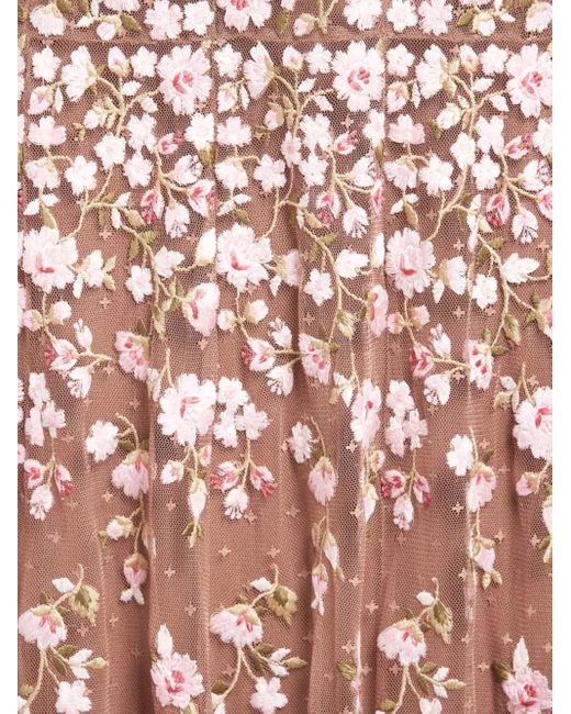 Needle & Thread Pink Sylvia Rose Long-Sleeves Midi Dress