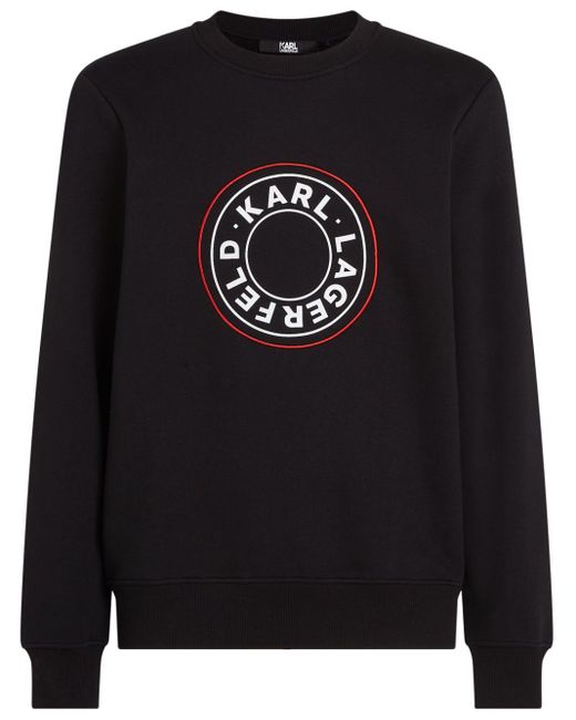 Karl Lagerfeld Black Circle-logo Organic-cotton Sweatshirt for men