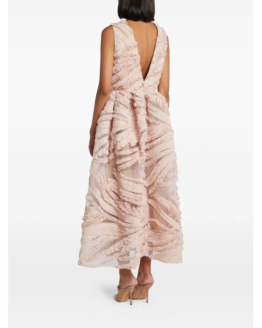 Greta Constantine Pink Ruffled V-Neck Dress