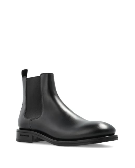 DSquared² Black Leather Chelsea Boots for men