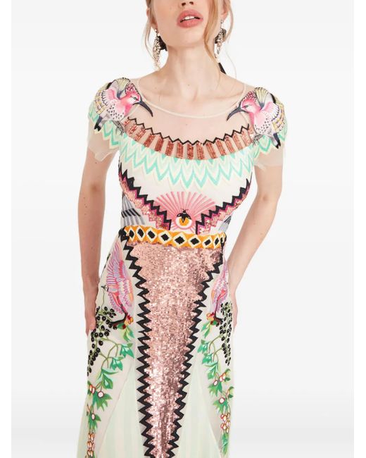 Temperley London White Embroidered Sequin Dress