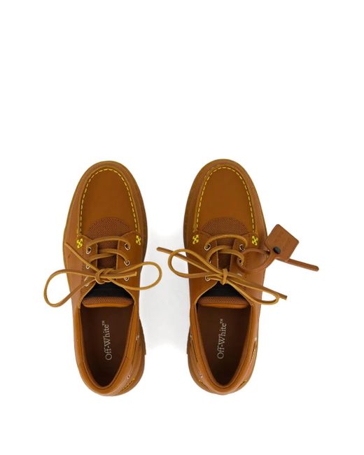 Off-White c/o Virgil Abloh Brown Leather Boat Shoes for men