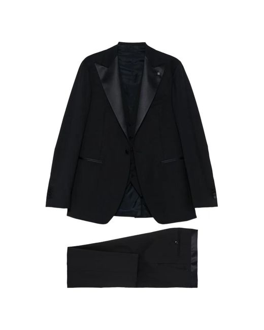 Tagliatore Black Single-Breasted Three-Piece Suit for men