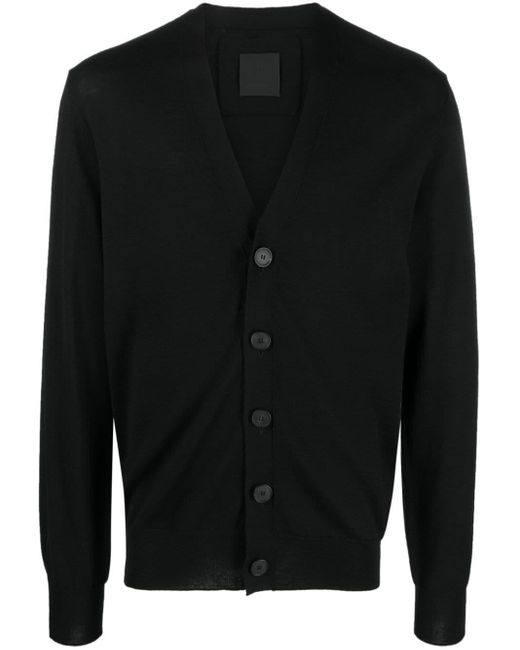 Givenchy Black Intarsia-knit Logo Wool Cardigan for men