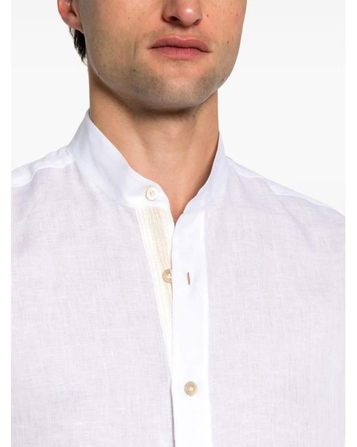 Eleventy White Slub-Texture Linen Shirt for men