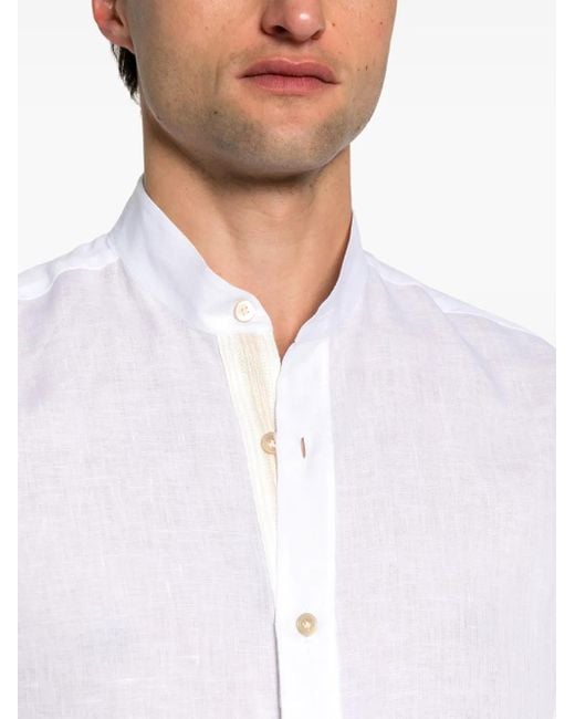 Eleventy White Slub-Texture Linen Shirt for men