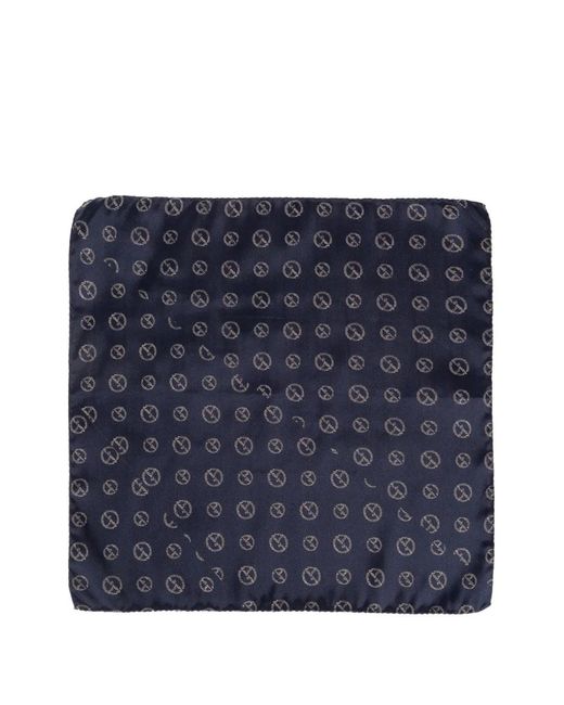 Giorgio Armani Blue Patterned Silk Pocket Square for men