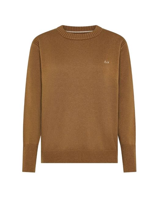 Sun 68 Brown Round Neck Sweater