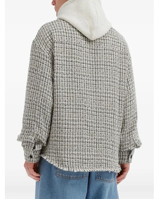 Musium Div. Gray Tweed-Effect Hooded Jacket for men