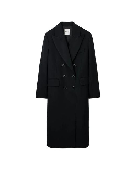 Sandro Black Double-Breasted Coat