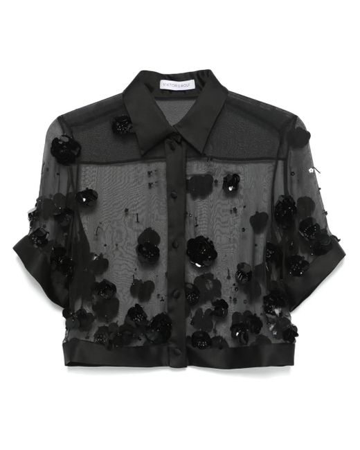 Viktor & Rolf Black Sequin-Embellished Cropped Shirt
