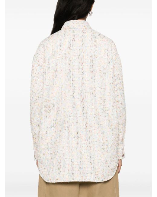 Chemise en tweed à manches longues MSGM en coloris White