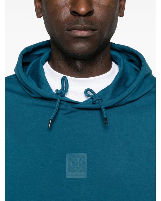 C P Company Blue Kangaroo-Pocket Hoodie for men