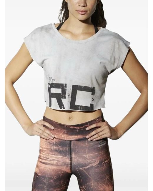 Reebok Gray Spray Dye Crop T-Shirt