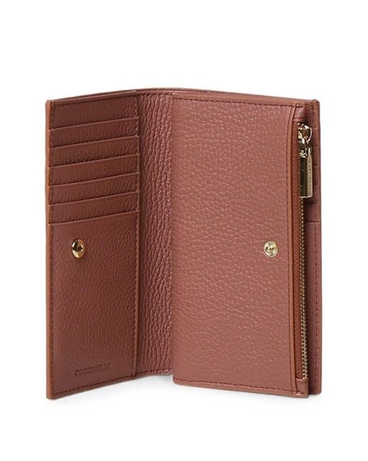 Coccinelle Purple Medium Metallic Logo-Plaque Wallet