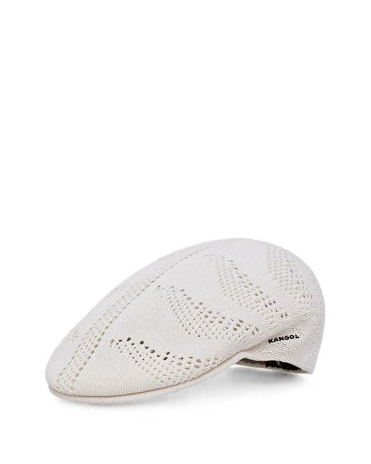 Kangol White Eyelet-Knit Flat Cap