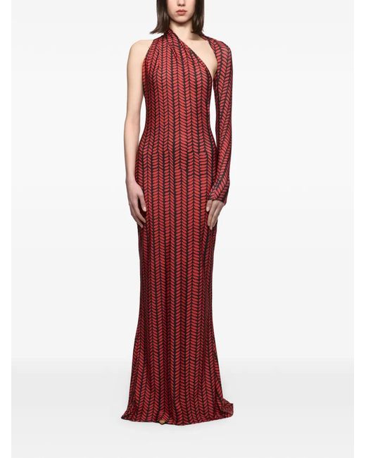 Atu Body Couture Red One-Shoulder Cut-Out Maxi Dress