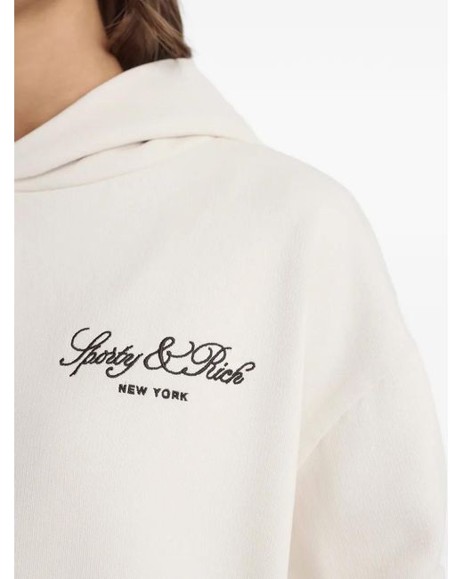 Sporty & Rich White Vendome Script Pouch Hoodie