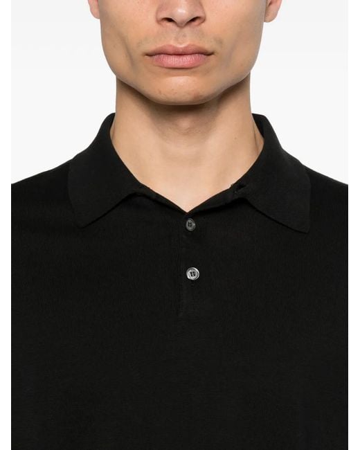Fedeli Black Buttoned Polo Shirt for men