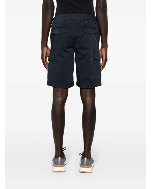 Eleventy Blue Mid-rise Twill Cargo Shorts for men