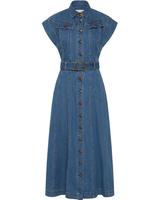 Rebecca Vallance Blue Belted Waist Dress