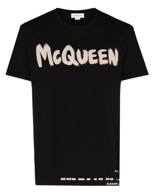 T-shirt à logo imprimé Alexander McQueen pour homme en coloris Black