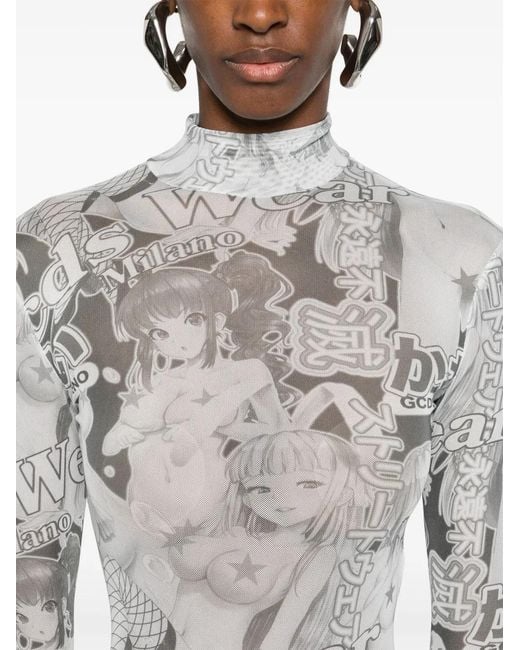 Gcds White Printed Bodysuit